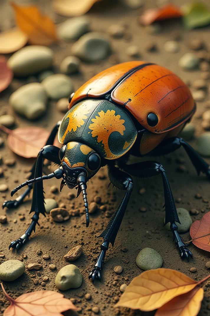 Anime style s Carrion Beetle from Band of Brothers universe, Over Left Eye sepia hair, autumn, aerial view shot