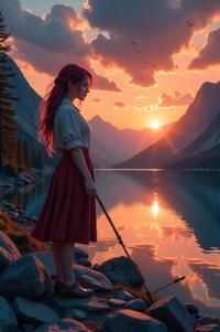 Anime style , looking away shot, masterpiece , best quality