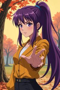 asian anime style marvel Jessica Jones masterpiece,best quality , asian anime, Pony Tail tyrian purple hair