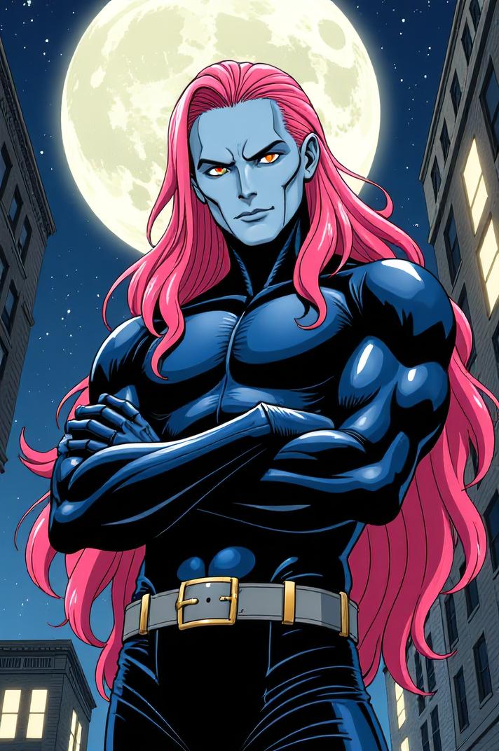 asian anime style marvel Moon Knight masterpiece,best quality , asian anime, Grungey Long pink hair