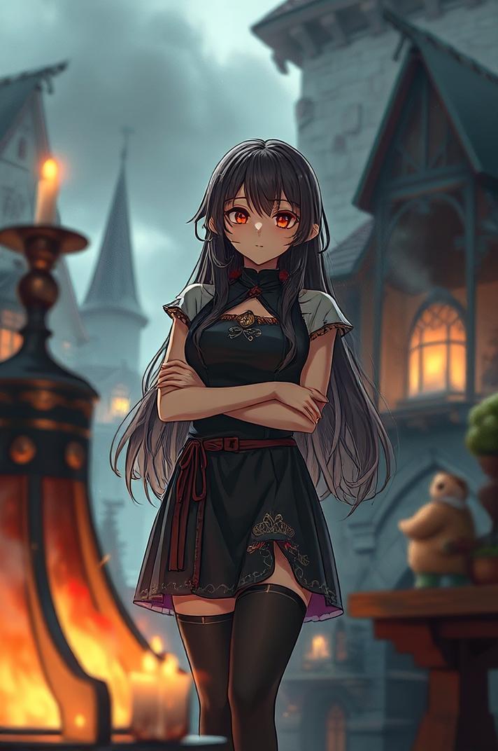 Anime style , knee level shot, masterpiece , best quality