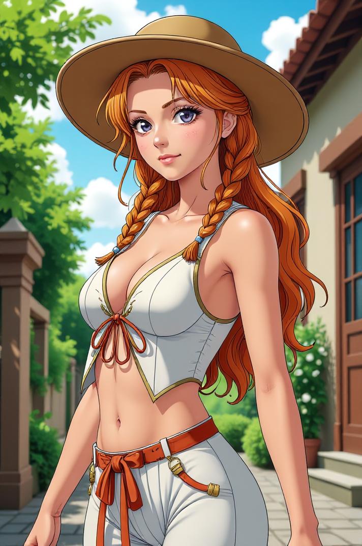 anime style masterpiece,best quality , Cornrows cream hair, summer