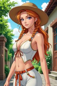 anime style masterpiece,best quality , Cornrows cream hair, summer