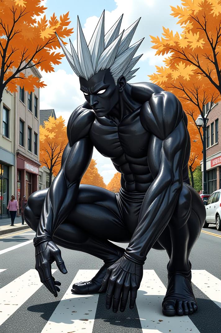 asian anime style marvel Black Goliath masterpiece,best quality , asian anime, Mohawk Spike quartz grey hair