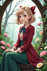 anime style masterpiece,best quality , Left Parting dandelion hair, winter