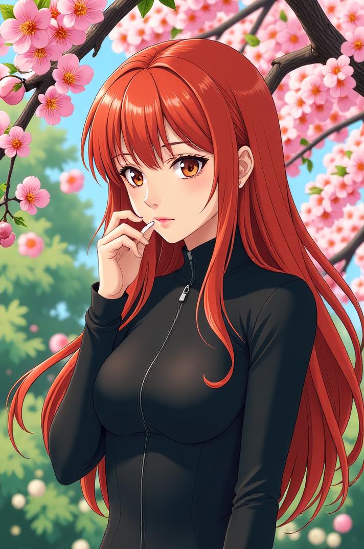 asian anime style marvel Black Widow masterpiece,best quality , asian anime, Flat Top persimmon hair