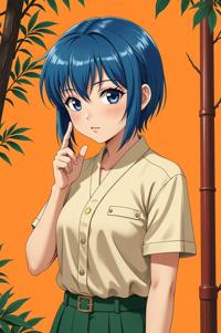 anime style masterpiece,best quality , Over Eye blue hair, spring