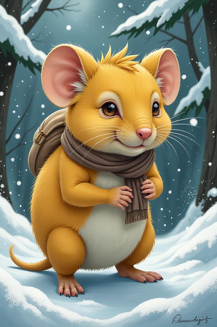 Anime style s Elephant Shrew from The Witcher universe, That s all lemon hair, winter, full body shot
