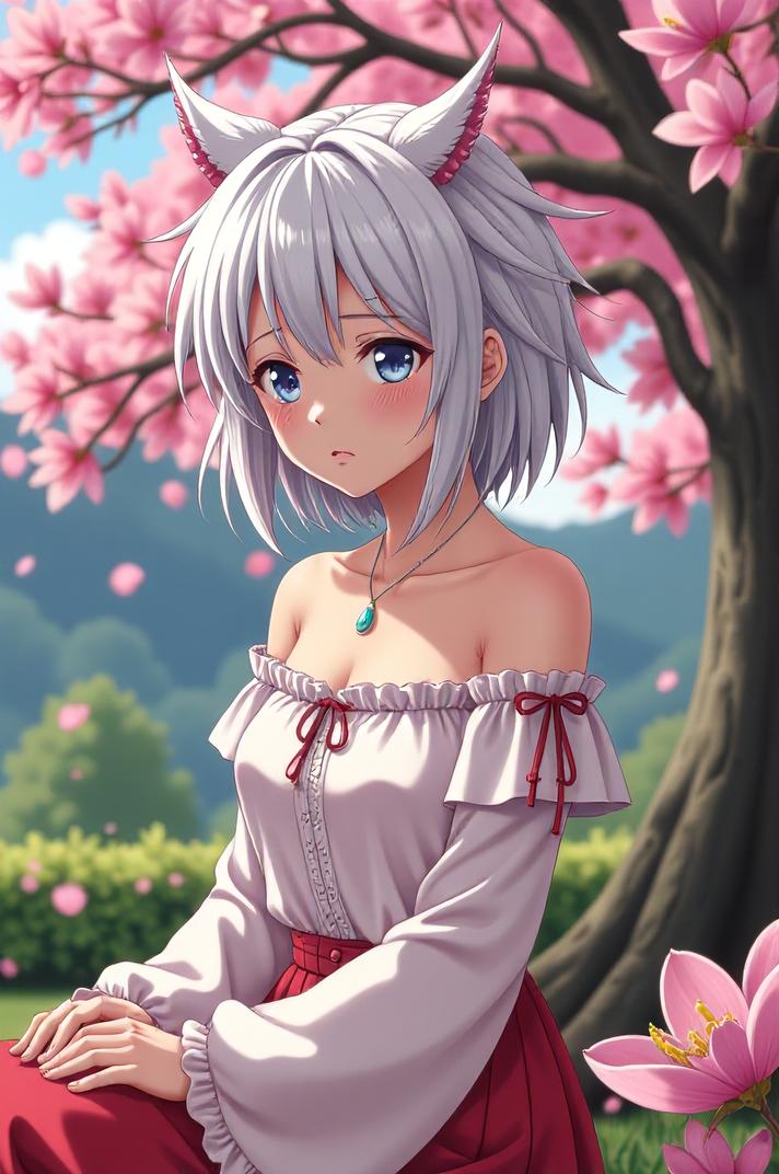 anime style masterpiece,best quality , Spikes platinum hair, autumn