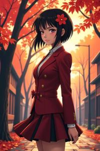 anime style masterpiece,best quality , Spike bistre hair, autumn