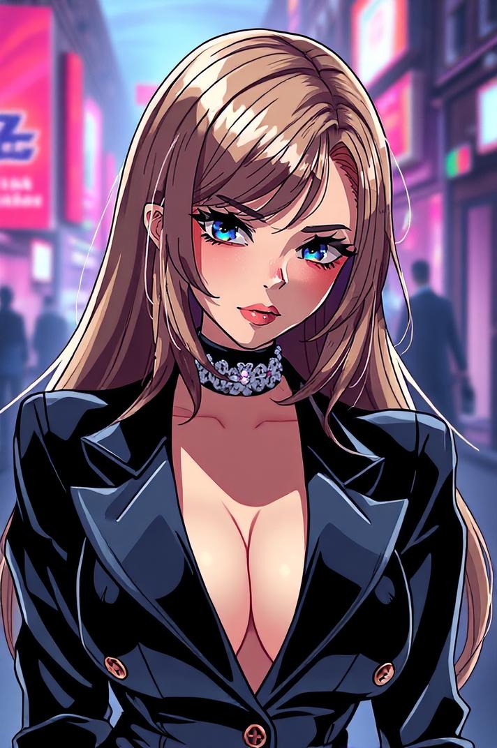 Anime style , hip level shot, masterpiece , best quality