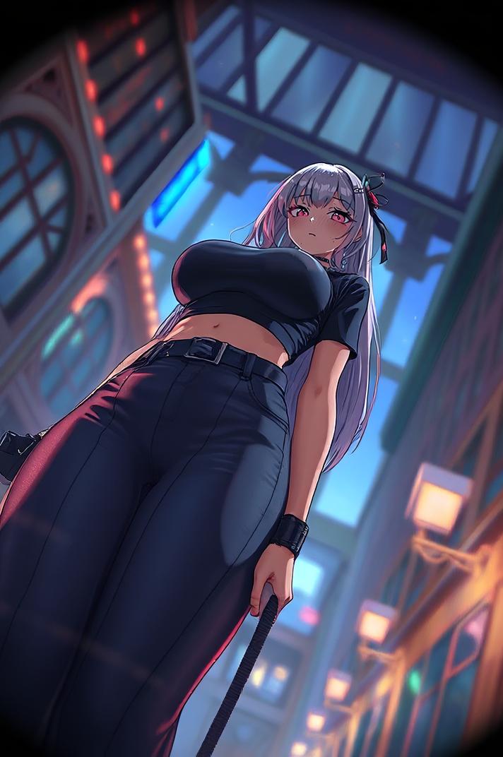 Anime style , low angle shot, masterpiece , best quality