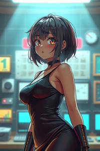 Anime style , looking away shot, masterpiece , best quality