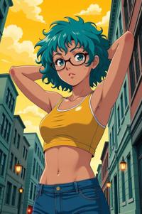 anime style masterpiece,best quality , Short Curly cerulean hair, spring