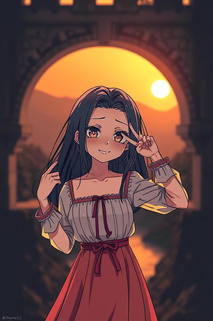 Anime style , hip level shot, masterpiece , best quality