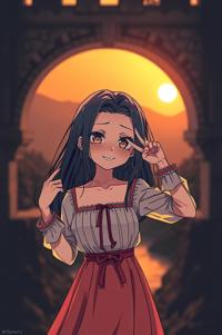 Anime style , hip level shot, masterpiece , best quality