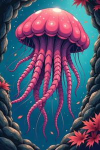 Anime style s Box Jellyfish from Alien universe, Lob buff hair, autumn, Front side back three views shot