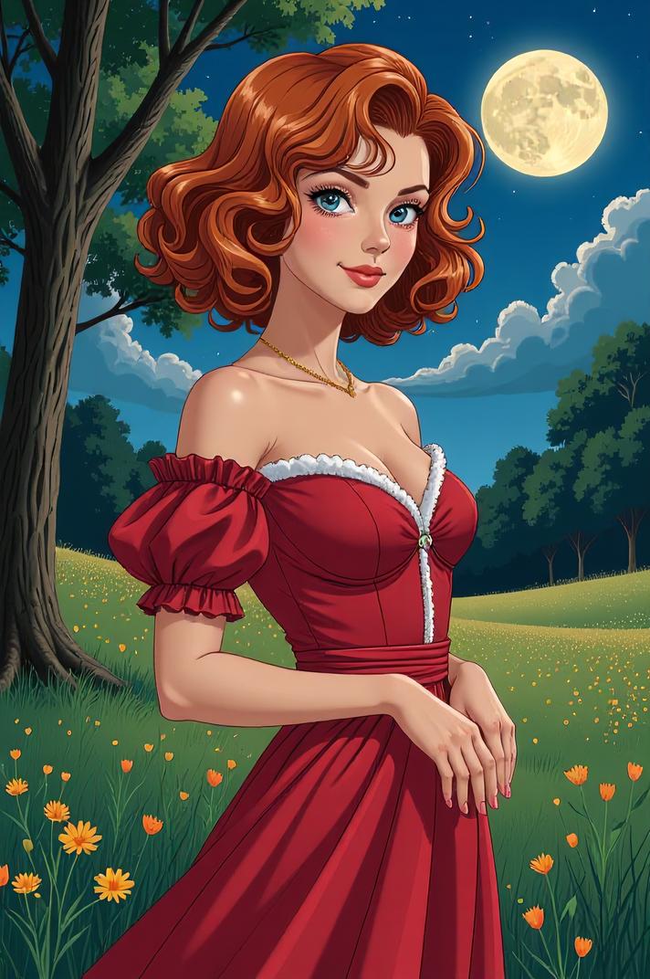 anime style masterpiece,best quality , Bob Curly cinnamon hair, summer