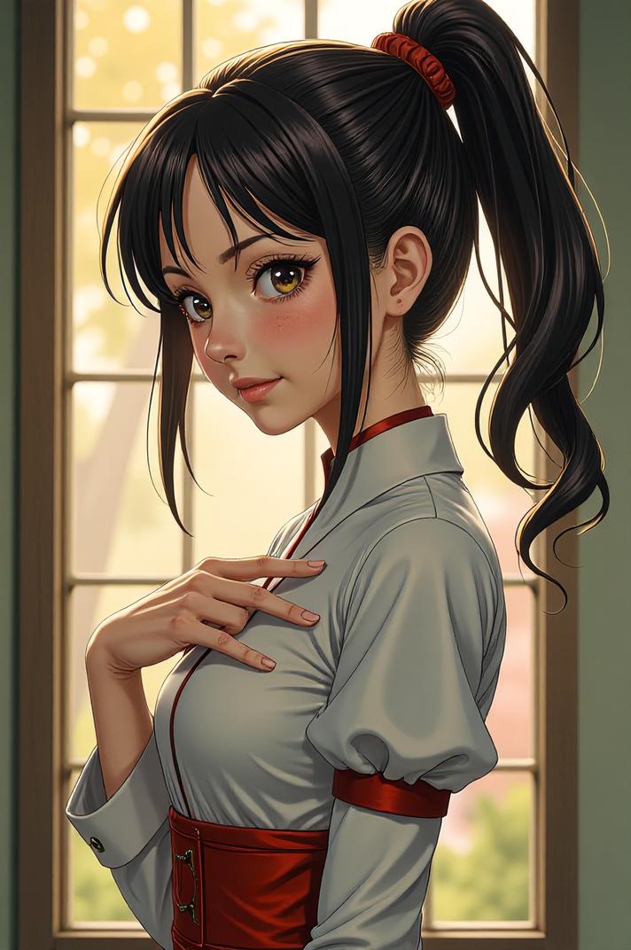 anime style masterpiece,best quality , Pulled Back corn hair, spring