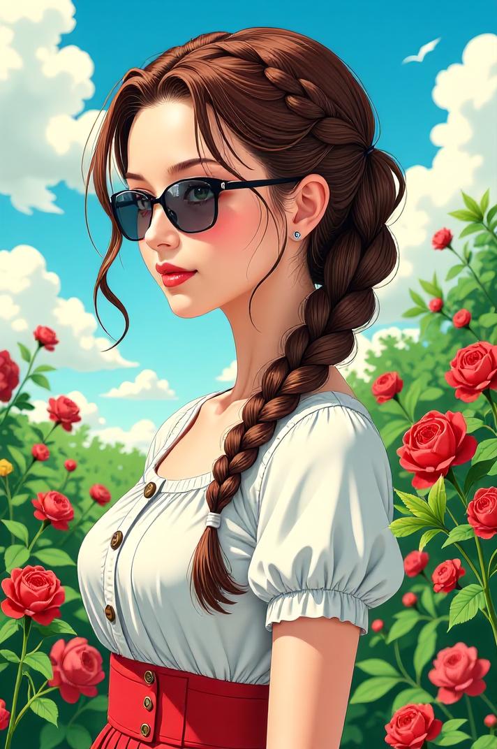 anime style masterpiece,best quality , Braids thistle hair, spring