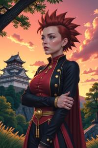 anime style masterpiece,best quality , Mohawk Spike chestnut hair, summer