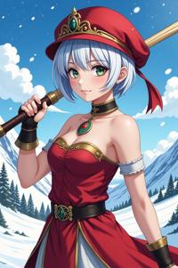 anime style masterpiece,best quality , Buzz Cut white hair, winter