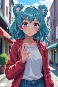 anime style masterpiece,best quality , Top Curls steel blue hair, summer