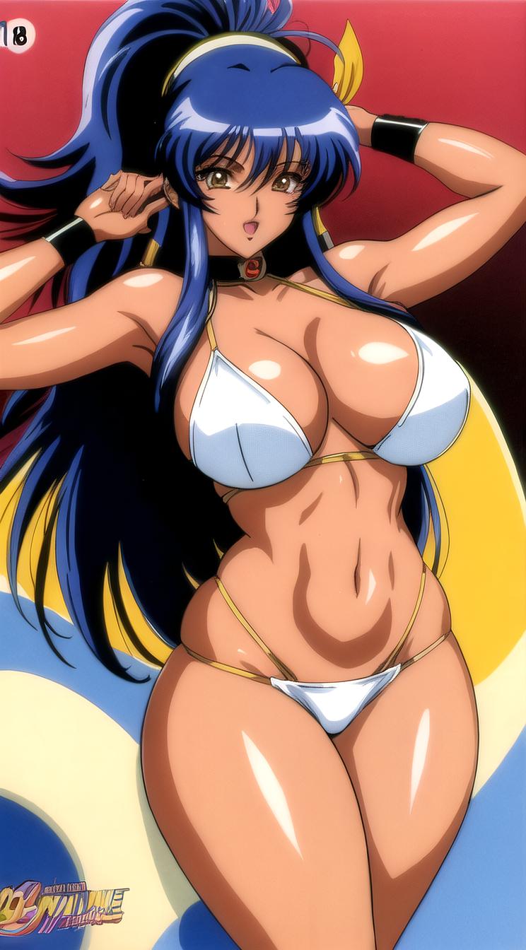 Anime style s sexy ebony woman from Lord of the Rings universe, Lob buff hair, summer, hip level shot
