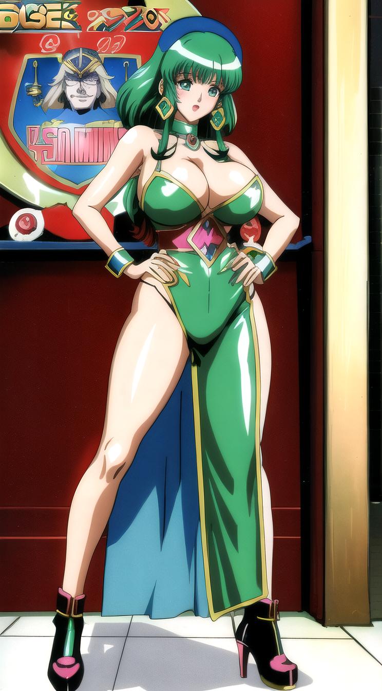Anime style s sexy russian woman from Warhammer , universe, Lob green hair, spring