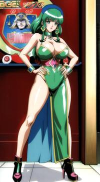 Anime style s sexy russian woman from Warhammer , universe, Lob green hair, spring