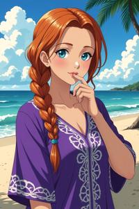 anime style masterpiece,best quality , Longer Braids orange hair, spring