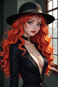 anime style masterpiece,best quality , Long Curly persimmon hair, spring