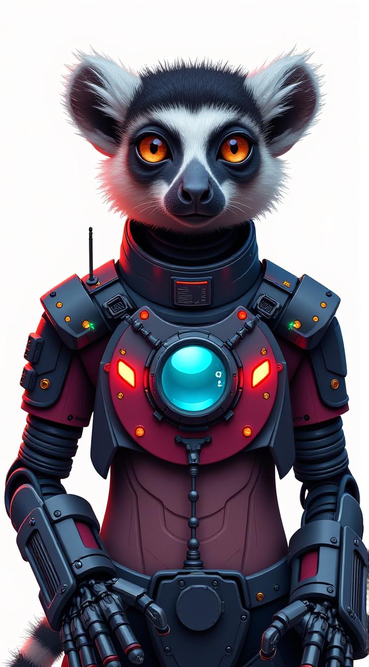 sci fi, designed by David B Mattingly, digital art, robotic Lemur