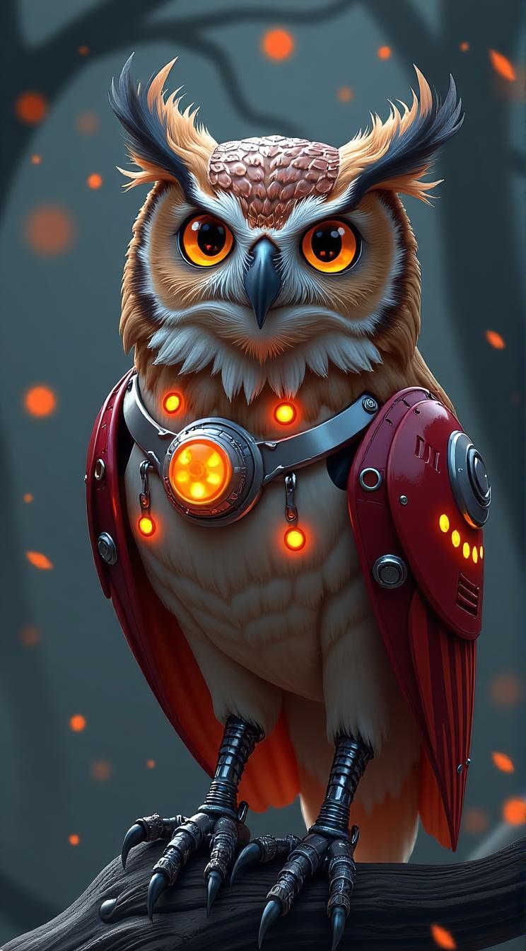 sci fi, designed by Chris Foss, digital art, robotic Owl
