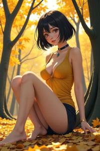 anime style masterpiece,best quality , Bob myrtle hair, autumn