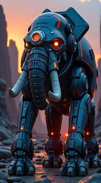 sci fi, designed by Stephan Martini re, digital art, robotic plump Mammoth