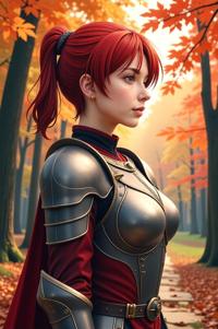 anime style masterpiece,best quality , Pulled Back charcoal hair, autumn