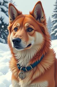 Anime style s Kangal Shepherd Dog from Avatar universe, Over Eye Curly misty rose hair, winter, expressions shot