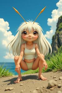 Anime style s Mole Cricket from Fifth Element universe, That s all ivory hair, summer, perspective shot