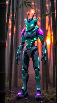 sci fi, by Christopher Balaskas and Ed Valigursky , digital art, robotic electric color and Mint green creature