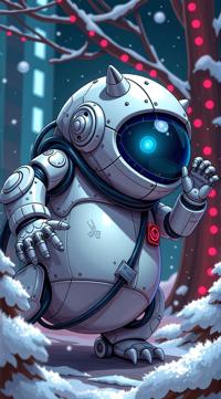 sci fi, digital art, robotic obese Newt, it is wearing a Emo Art fashion style cybernetics