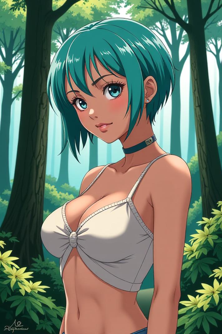 anime style masterpiece,best quality , Buzz Cut aqua hair, spring