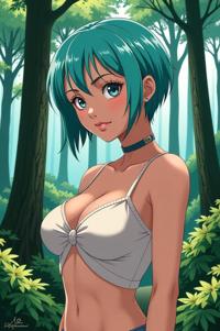 anime style masterpiece,best quality , Buzz Cut aqua hair, spring