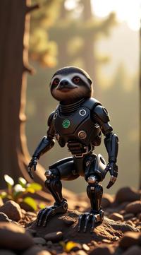 sci fi, digital art, robotic Sloth , wearing cybernetics