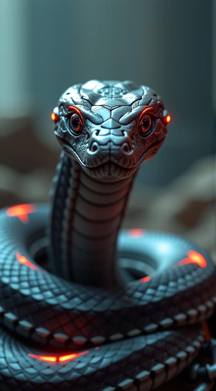 sci fi, digital art, robotic were Snake, the Snake is wearing Ghanaian cybernetics
