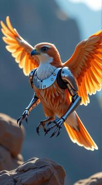 sci fi, art by Clyde Caldwell, digital art, robotic Kestrel