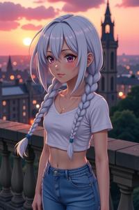 anime style masterpiece,best quality , Braids navajo white hair, summer