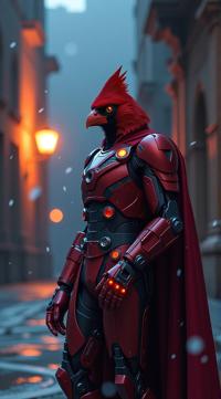 sci fi, stylized by Christopher Nolan and Matt Rhodes , digital art, robotic Cardinal