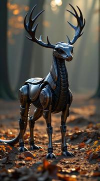 sci fi, art by Naoki Urasawa, digital art, Fashion shot of a robotic Elk Snake