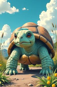 Anime style s Gopher Tortoise from Warhammer , universe, Rachel robin egg blue hair, spring